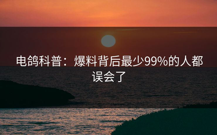 电鸽科普：爆料背后最少99%的人都误会了
