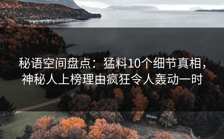 秘语空间盘点：猛料10个细节真相，神秘人上榜理由疯狂令人轰动一时