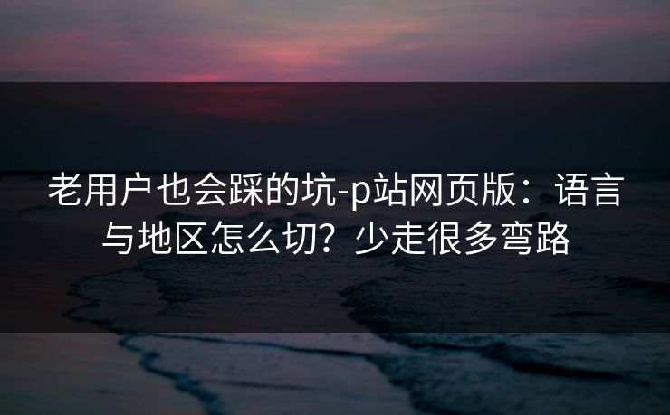 老用户也会踩的坑-p站网页版：语言与地区怎么切？少走很多弯路