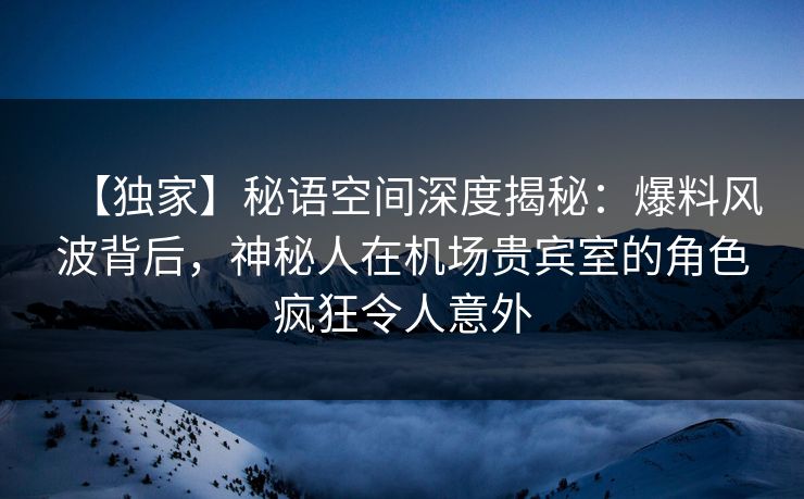 【独家】秘语空间深度揭秘：爆料风波背后，神秘人在机场贵宾室的角色疯狂令人意外