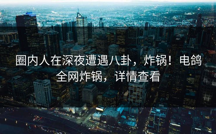圈内人在深夜遭遇八卦，炸锅！电鸽全网炸锅，详情查看